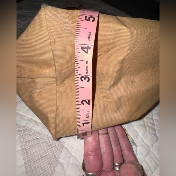 Longchamp Le Pliage Classic Medium Tote • Tan Nylon & Brown Leather • France - Picture 15 of 16